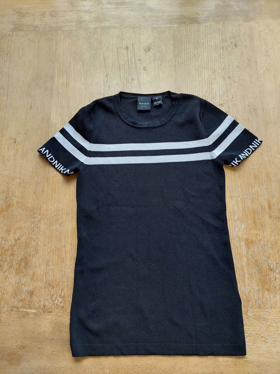 Shirt Nik &Nik maat 152 zwart met witte strepen