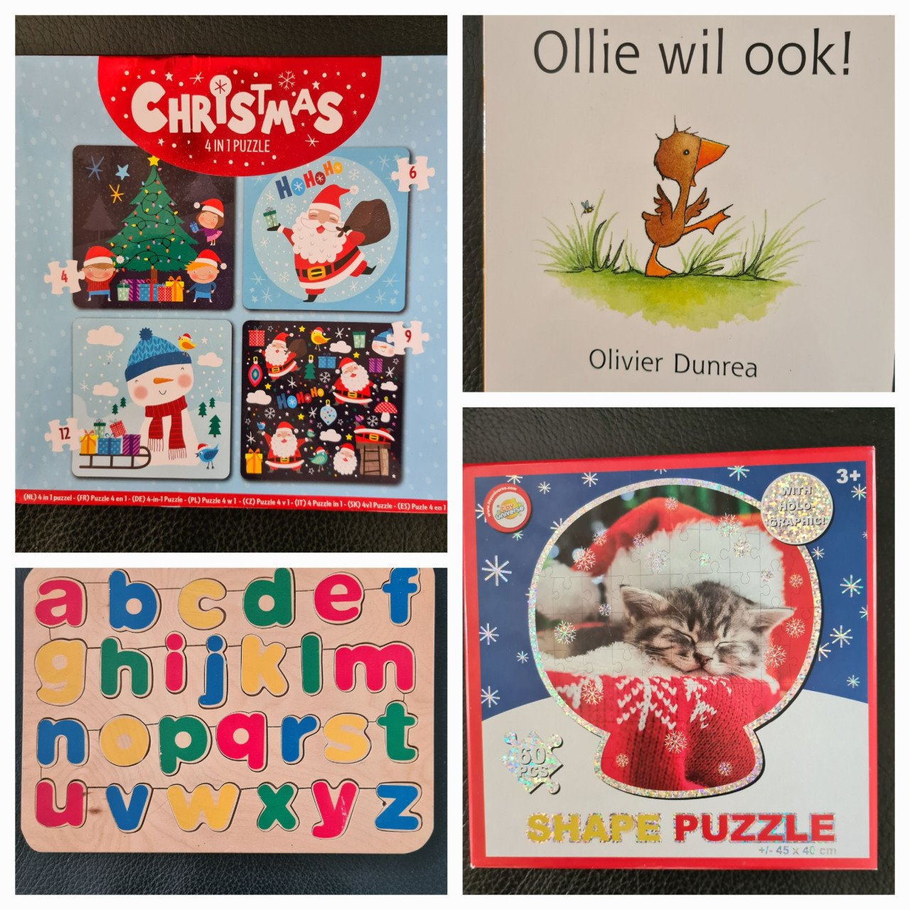 Pakketje : 2 legpuzzels,  1 houten puzzel, leesboekje Samen €3,-
