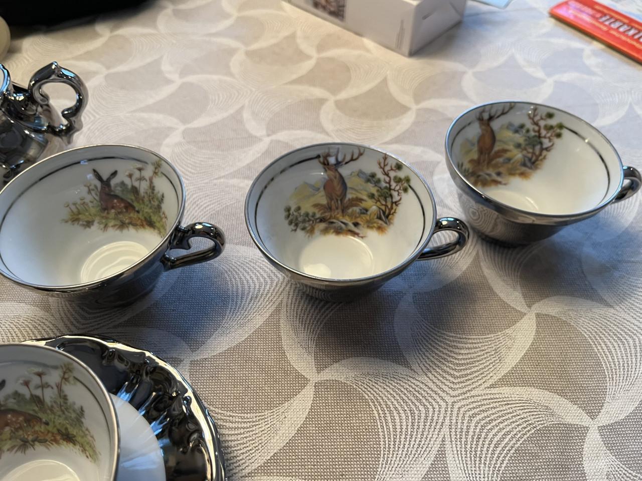 Theeservies met dienblad, porselein