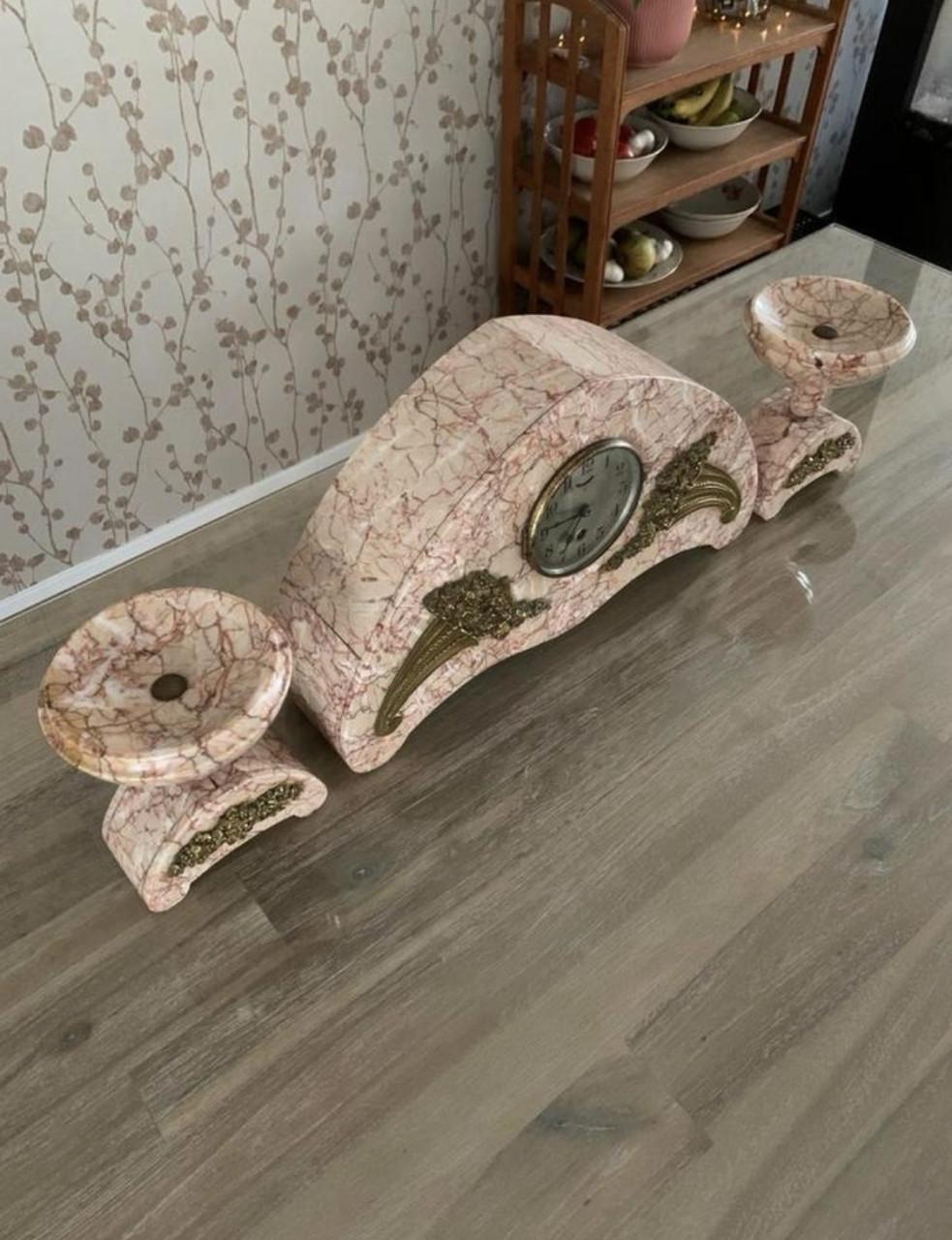 🤎Prachtige Sfeervolle Art Deco Pendule Set🤎1920-1930✨