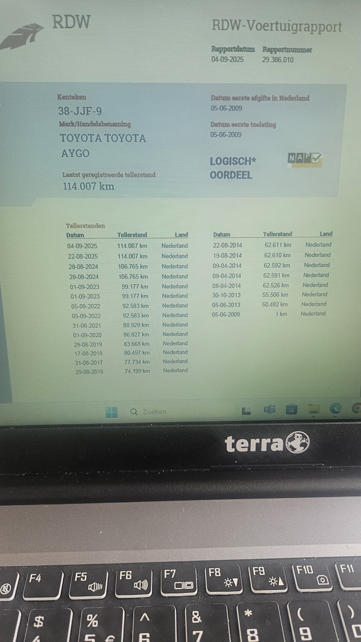 Zuinige TOYOTA AYGO 5 drs DYNAMIC BLUE AIRCO 114.007 km / NL AUTO  / 1:23 !