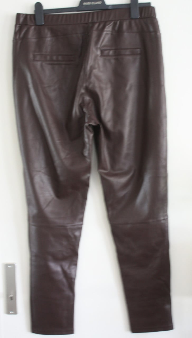 Nieuwe zwarte lederlook broek bruin paars maat xxl