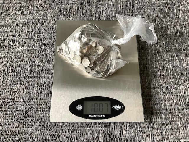 Nederland , 4 kilo nikkelen munten.