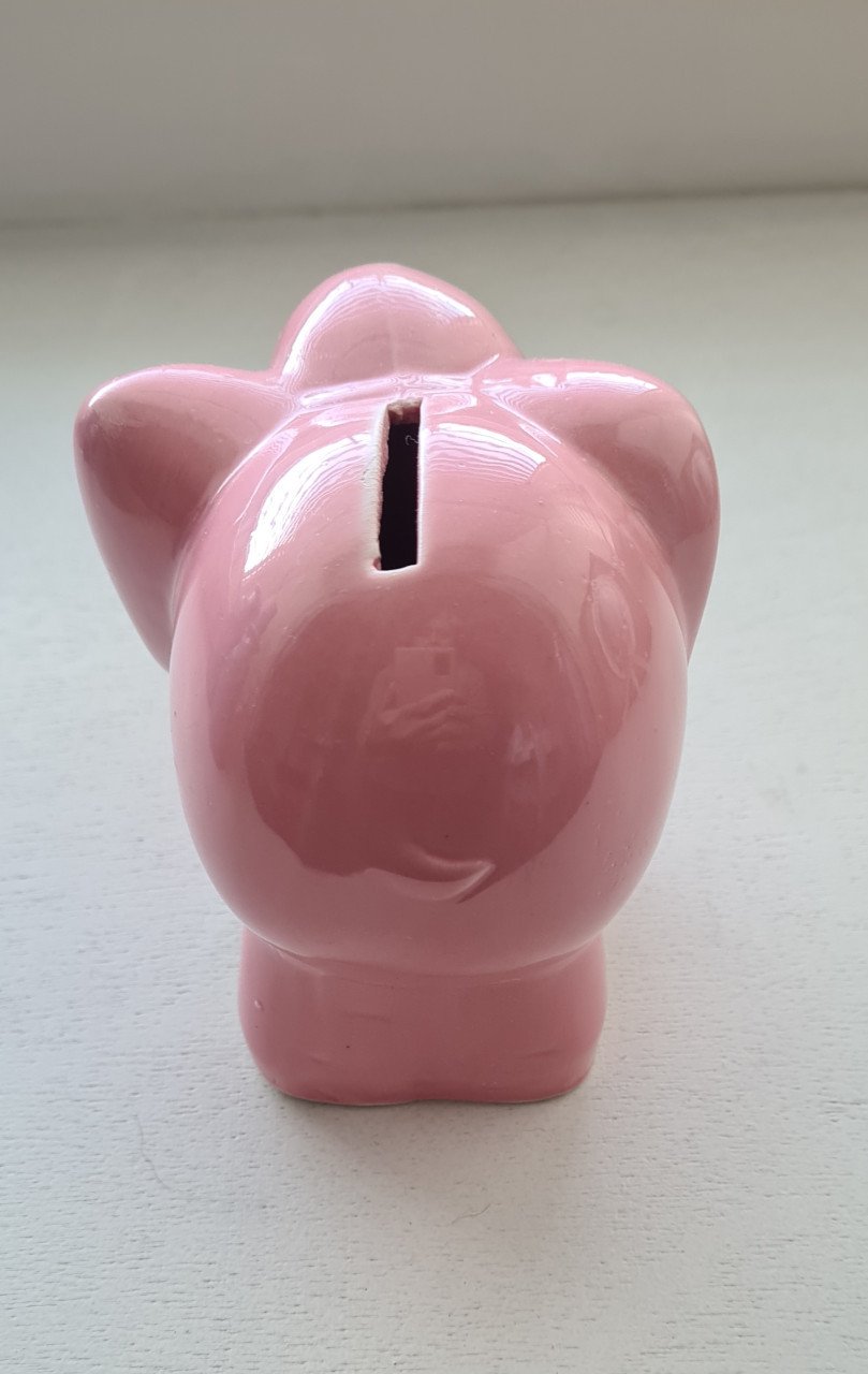 Aardewerk roze olifant spaarpot 10 cm hoog, 12 cm lang
