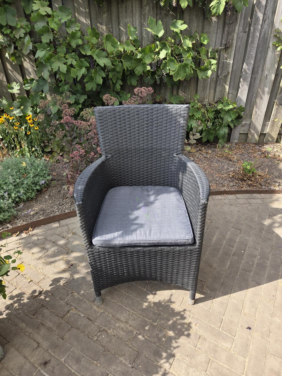 Tuintafel Jutlandia composiet 90x205 + 6 wickerstoelen