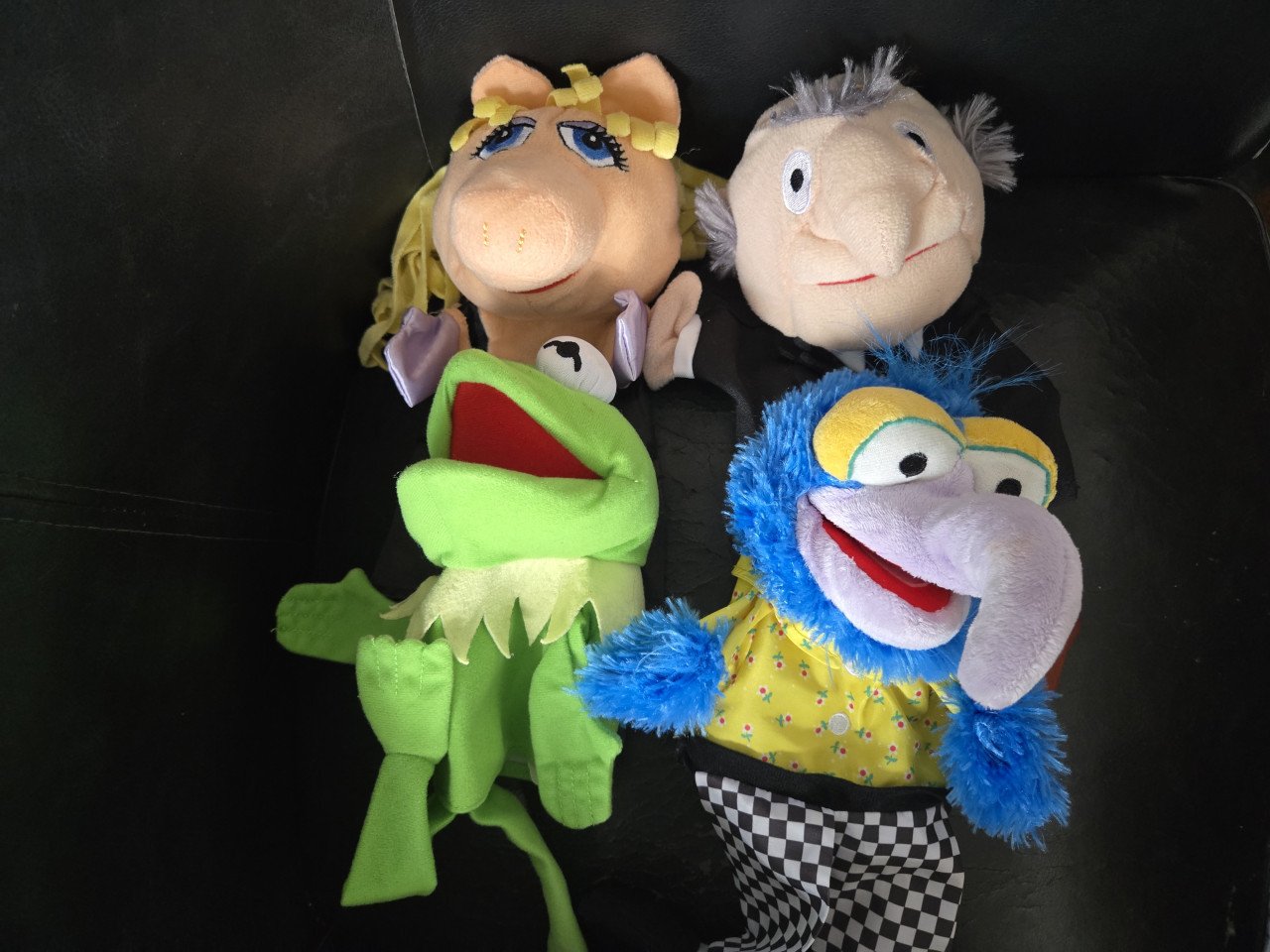 4 x handpop Muppets AH Kermit, Miss Piggy, Gonzo, Stattler 30cm lang