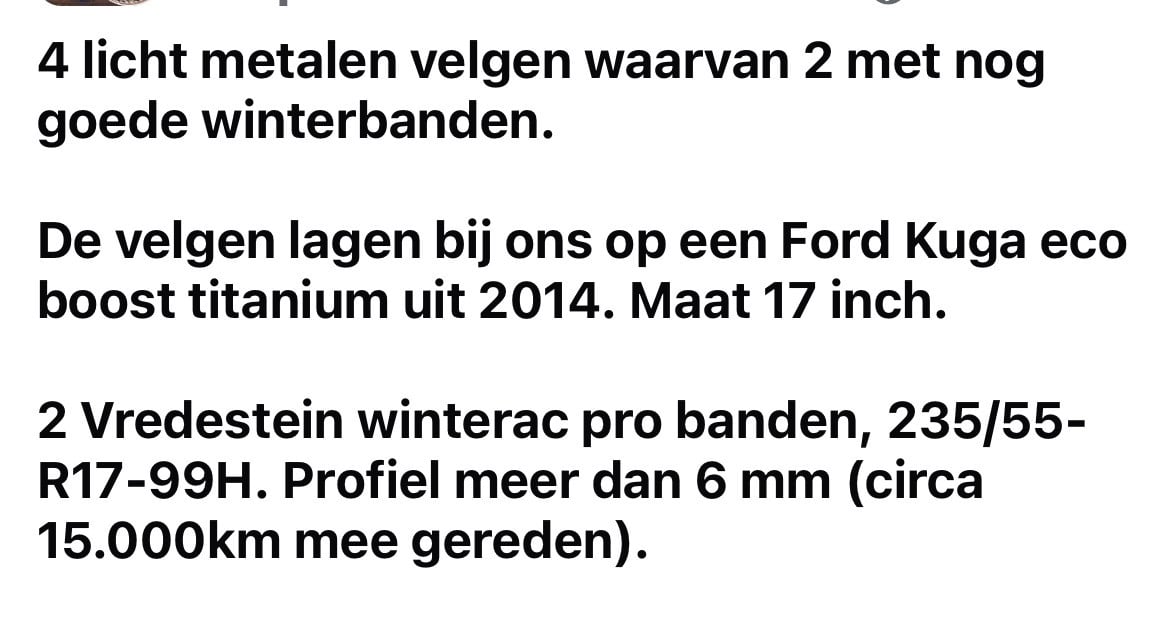 4 lichtmetalen velgen (Ford Kuga) + 2 winterbanden