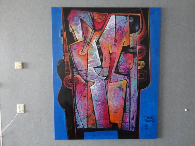 " Vestida en Rosa Andino ” Acrylschilderij van Simeon Gonzales 150 x 120 cm