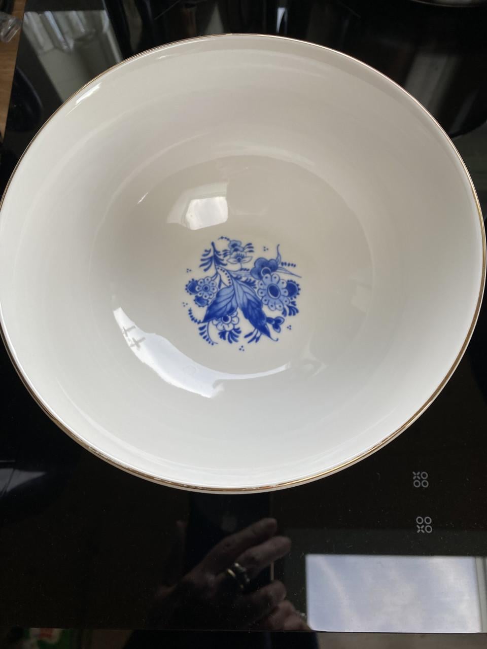 Porcelein (?) Schaal, wit/blauw