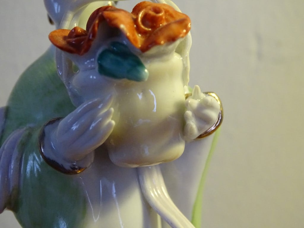 2 Beeldjes Geisha met bloemen Porselein