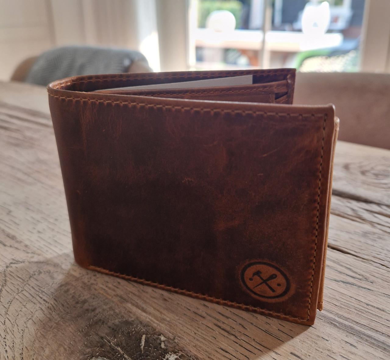 Leren portomonnee heren/dames Hide&Stitches bruin NIEUW (meerdere beschikb