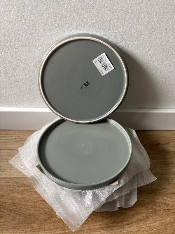 Cosy & Trendy Ontbijtborden 🍽️ Set van 5 – Grijs/Groen