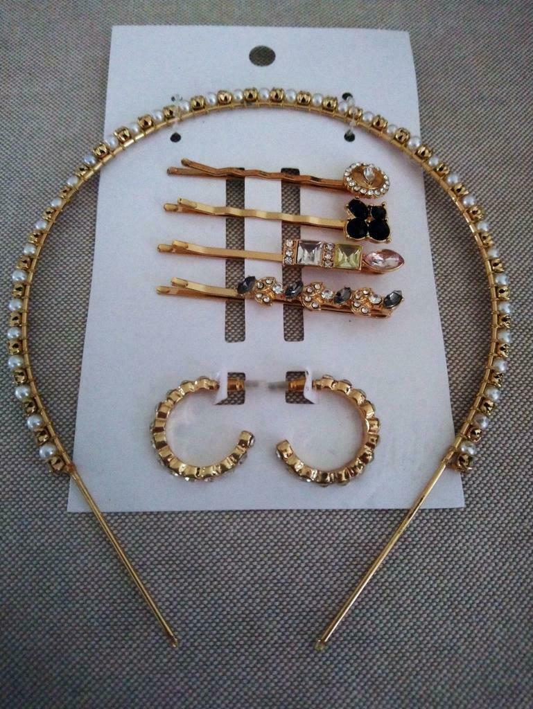 H&M strass set: diadeem, haarspeldjes en oorbellen - NIEUW