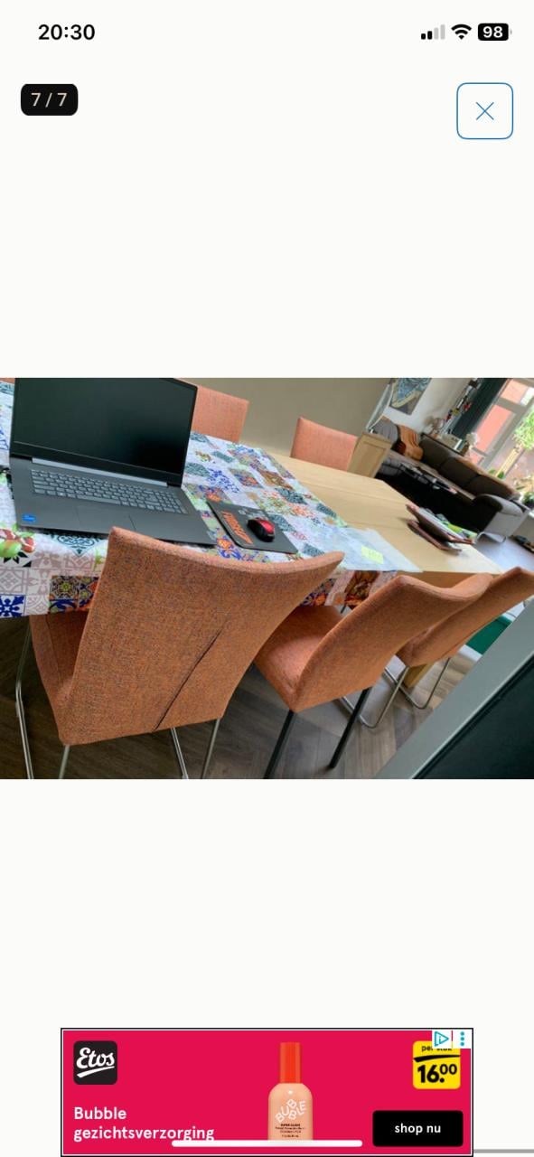 6 stoffen eetkamer stoelen oranje