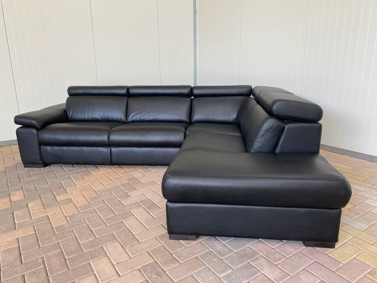 GRATIS LEVERING HEEL NL Zwarte Echt Leer Hoekbank met Chaise Lounge