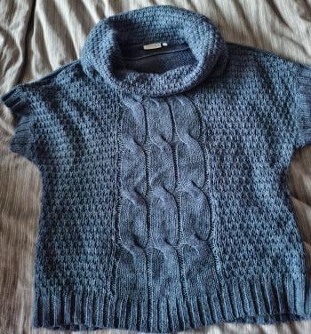 Canda Debardeur, spencer, slip-over met wijde kol. Gebreid. Blauw. Maat XL