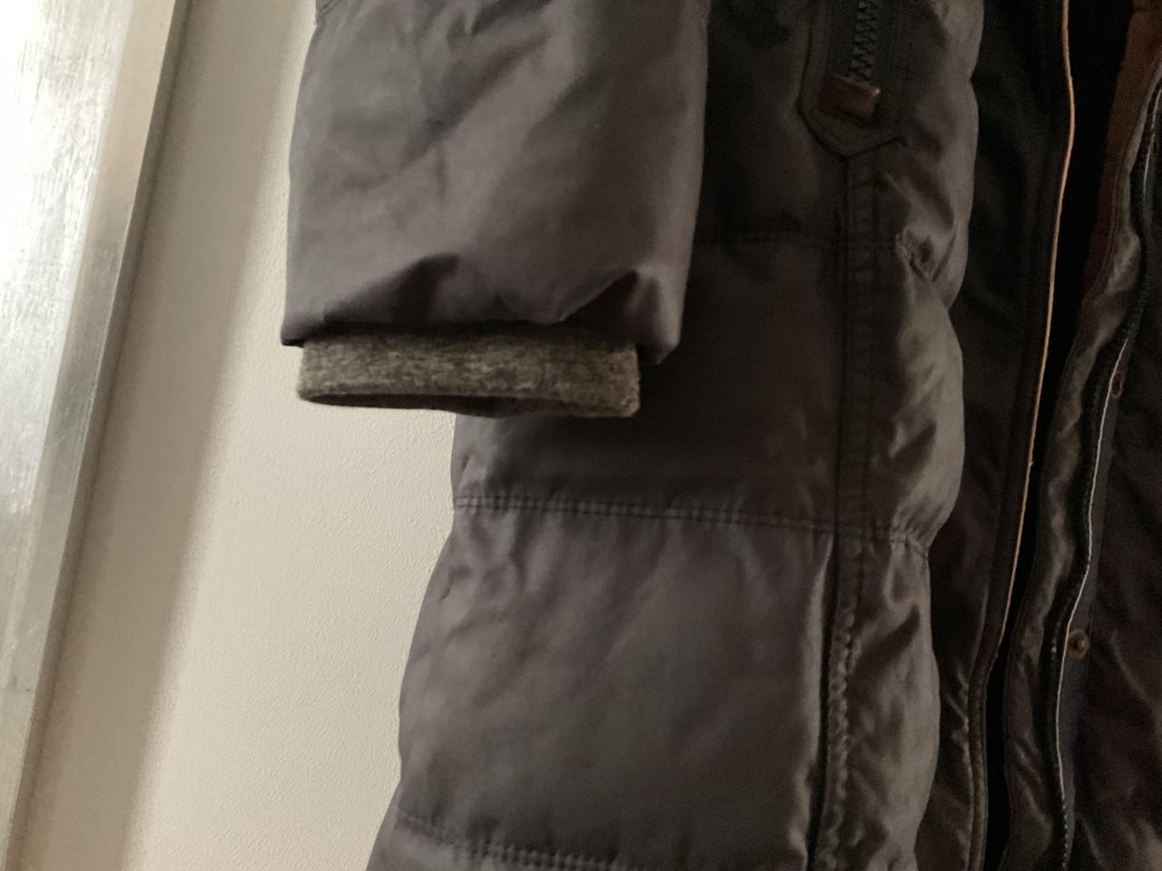 Zwarte Naketano lange dames winterjas met capuchon, mt 42/44, teddy voering