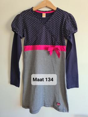 Frendz blauw / fuchsia roze jurkje  Maat 134
