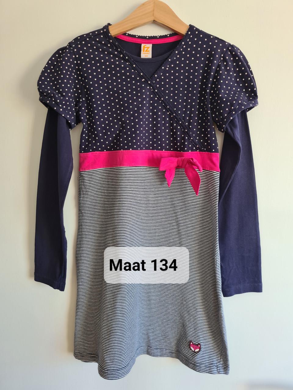 Frendz blauw / fuchsia roze jurkje  Maat 134