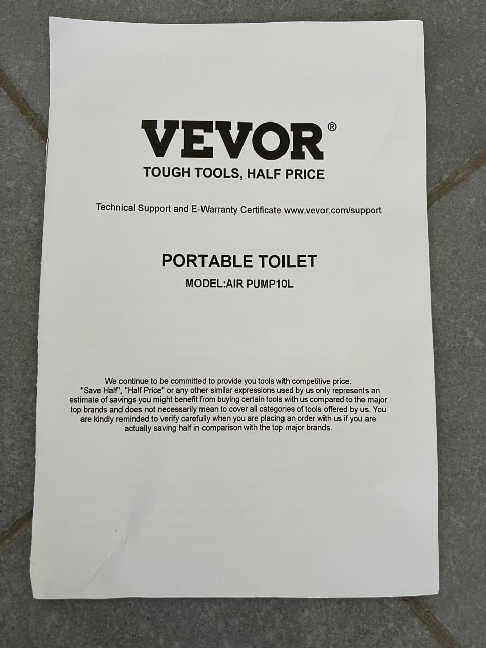Vevor Draagbaar Chemisch Toilet