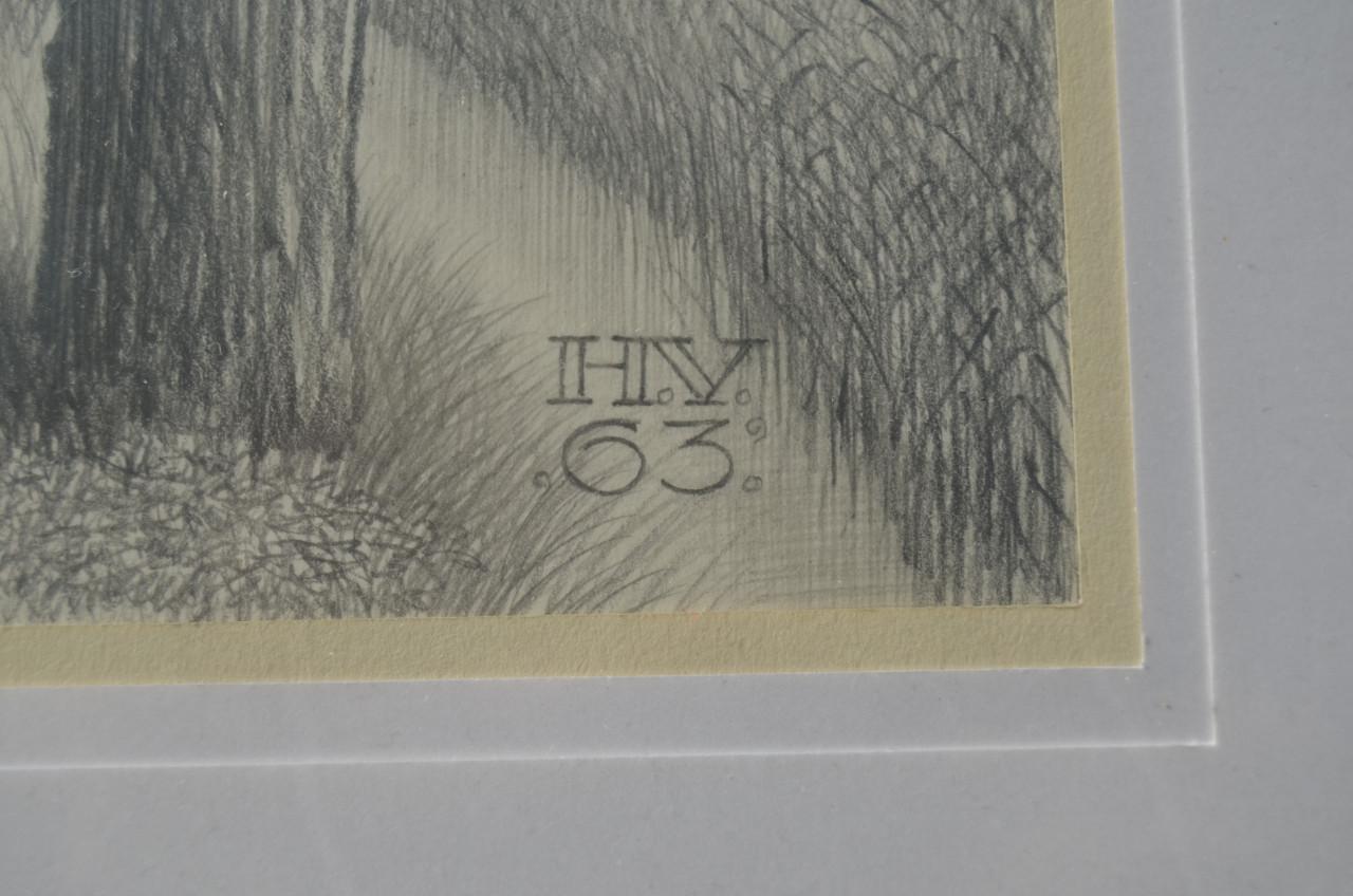 10 x Hendrik Voskuijl (1893 - 1980) potloodtek. bomen (2) o.a. Ommen