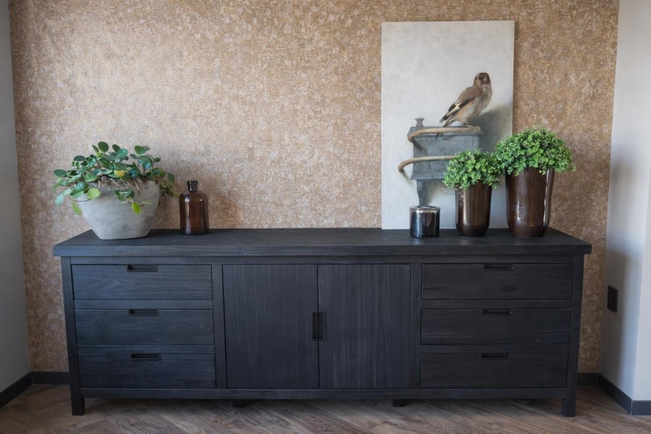 Tv meubel zwart massief hout Stretto