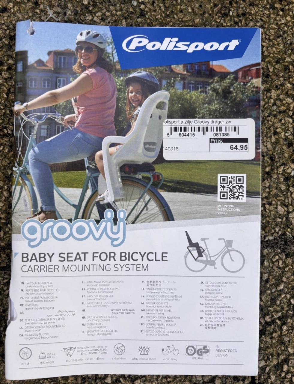 Polisport Groovy Achterzitje Fietsstoeltje Zwart