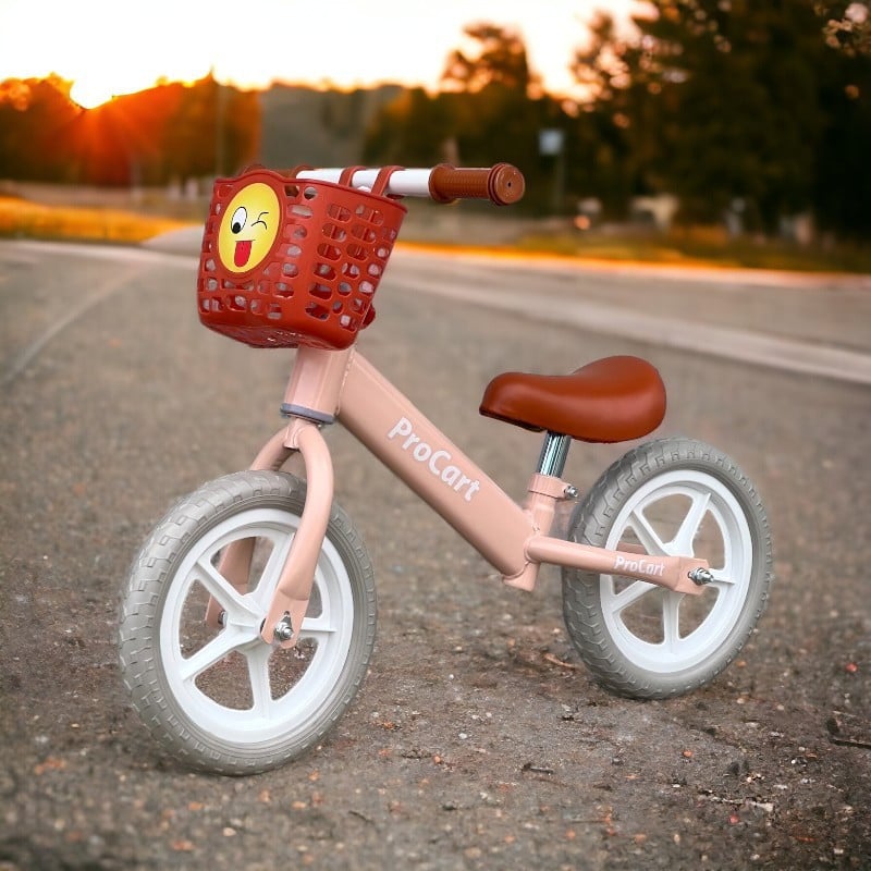 Procart loopfiets in roze, groen en wit