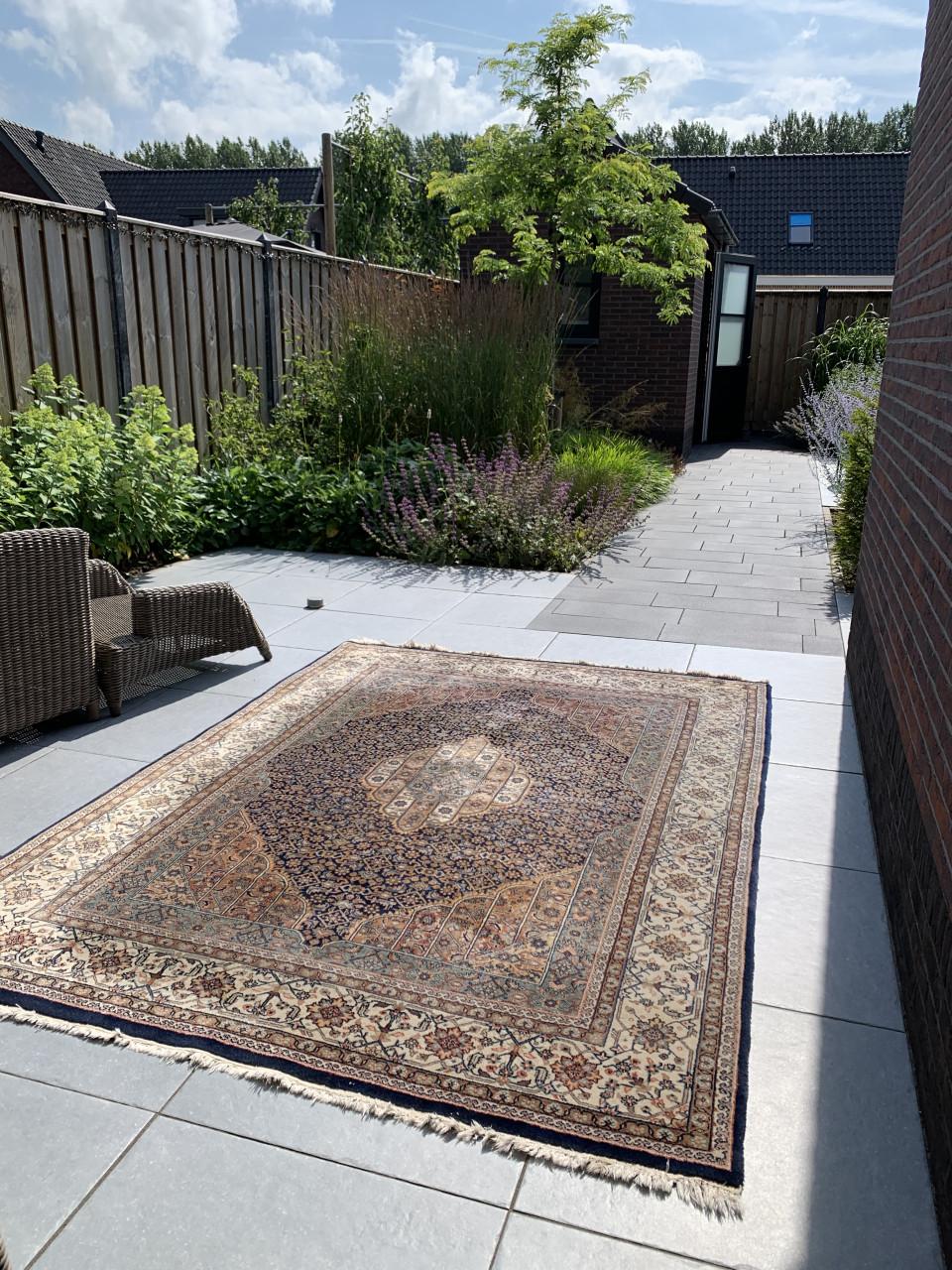✨Prachtig Sfeervol Blauw-Bruin Handgeknoopt Vintage Vloerkleed uit India ✨
