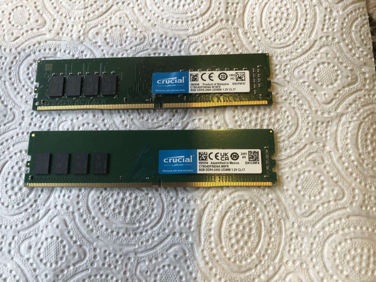 2 x 8 gb DDR4 -2400 geheugen CL17