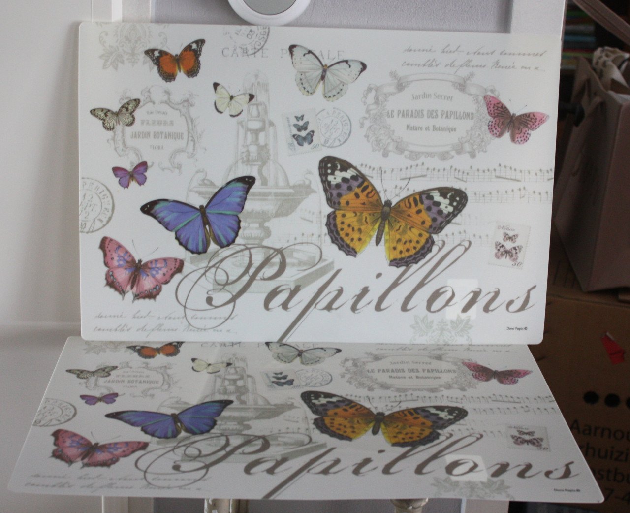 Set van 3 platesmats met  vlinder print