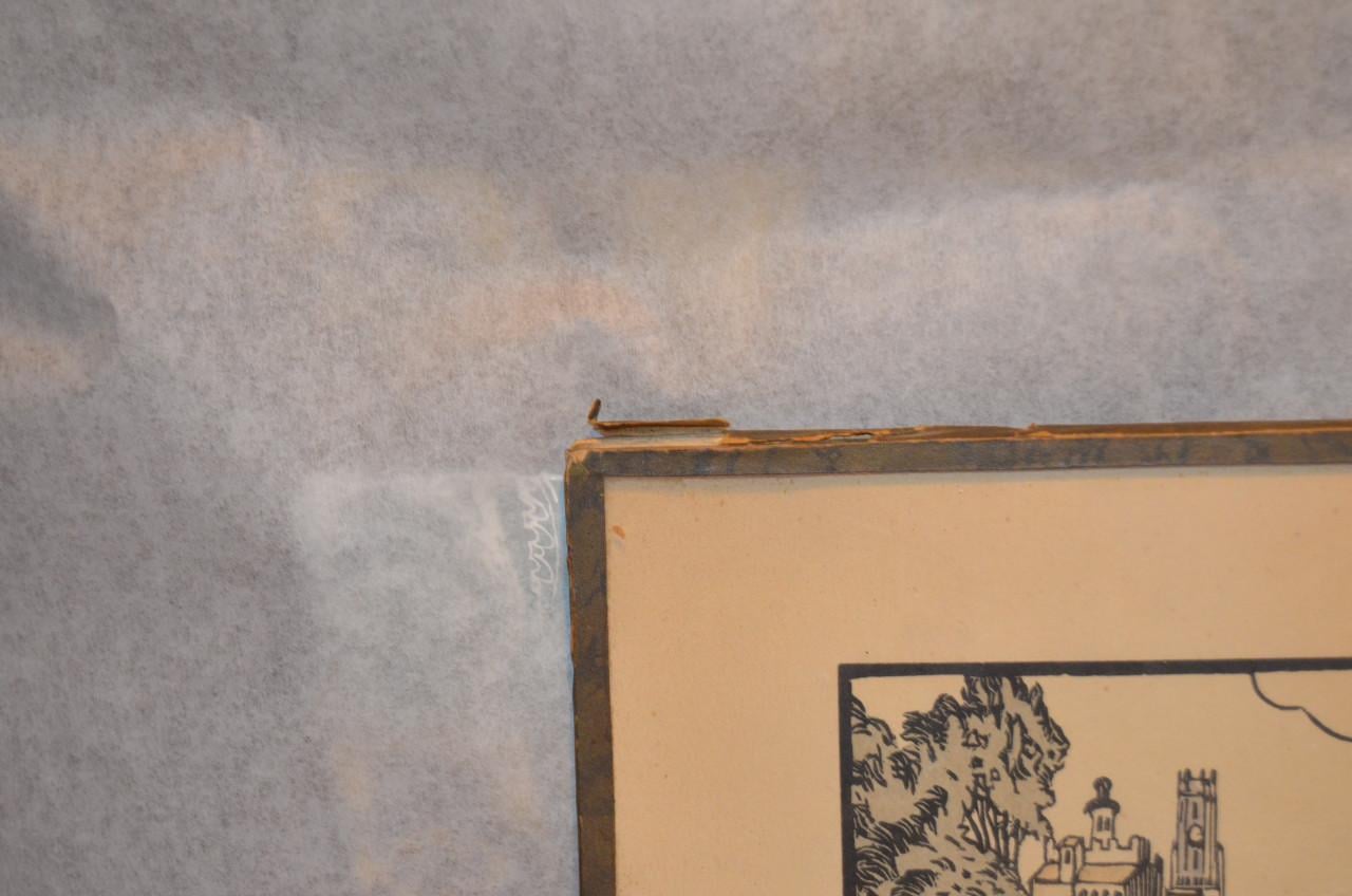 4 Etsjes gesign. 'van Oost' dorps / stadsgezichten