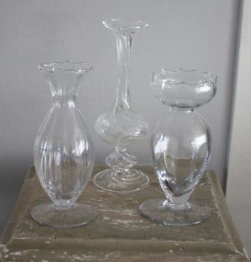 Set van 3 transparante glzaen vaasjes