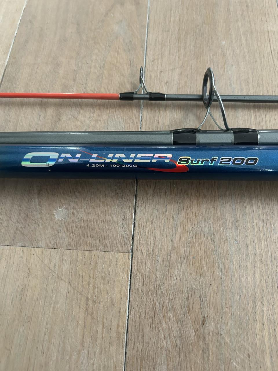 Te koop zeehengel merk Dam onliner surf 200  lang 4.2 meter werpgewicht 200