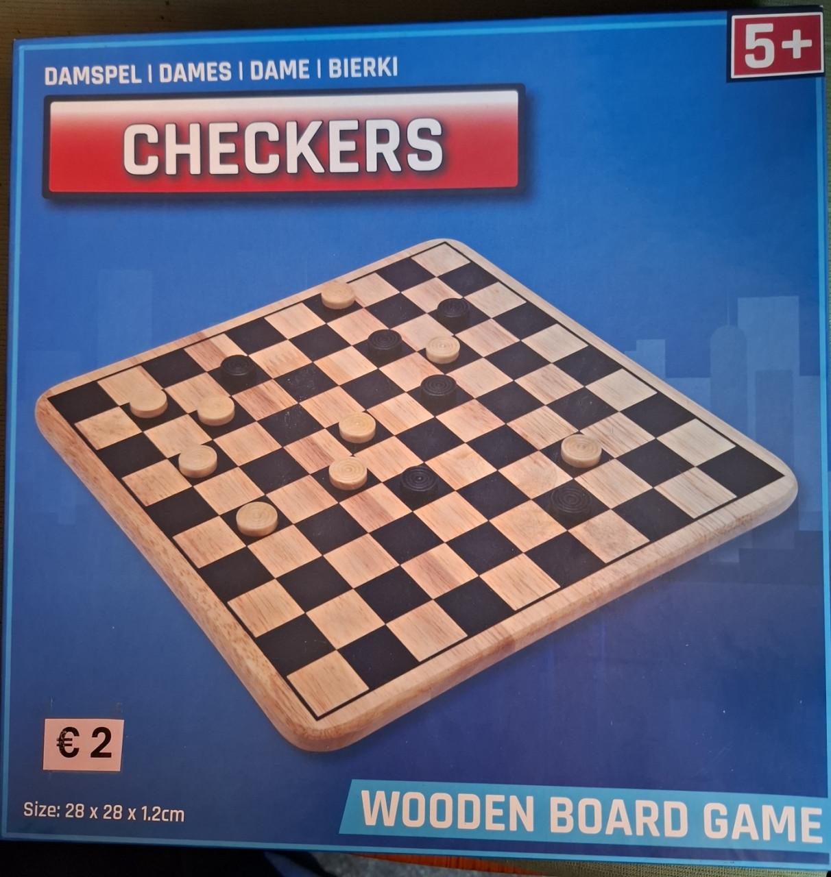 Houten dambord (28x28x1,2cm) met kleine steentjes: NIEUW!