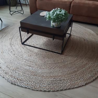 Vloerkleed Madras naturel jute, rond, doorsnede 180 cm.