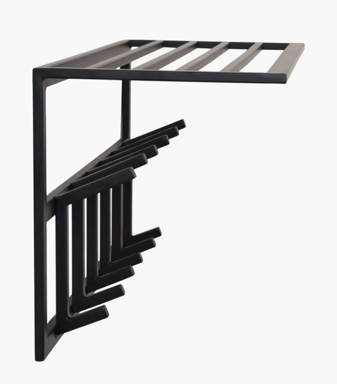 Kapstok zwart metaal 6 dubbele haken