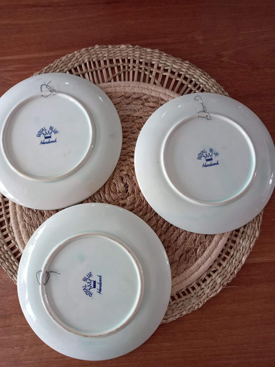 Set van 3 Royal Blue Handwerk Delfts Blauw wandborden