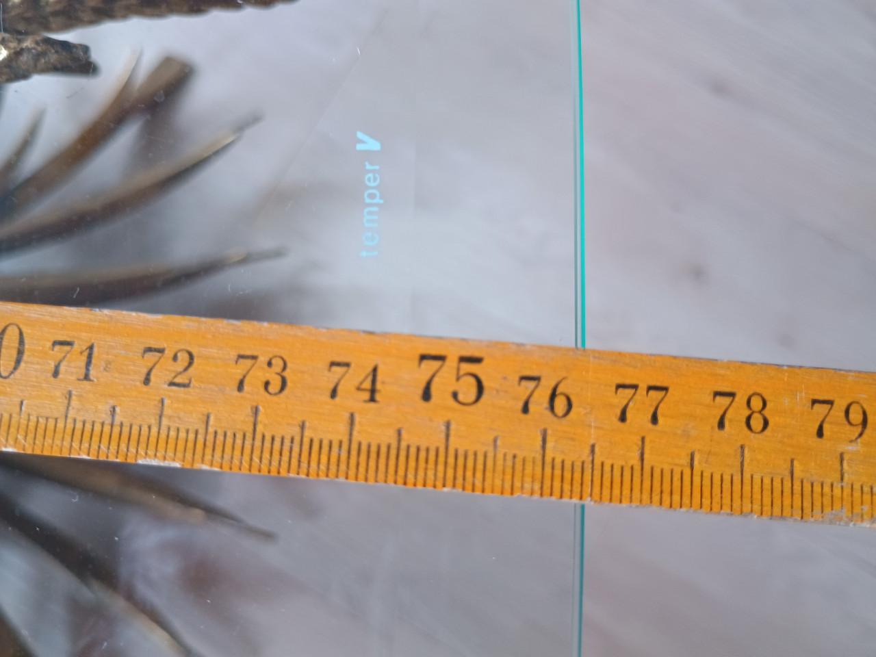 "Design" salontafel glas met poot wheat sheaf (tarwe schoof)
