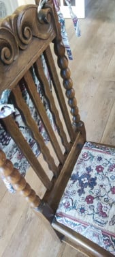 4 vintage Spaanse teakhouten eetkamer / eettafel stoelen