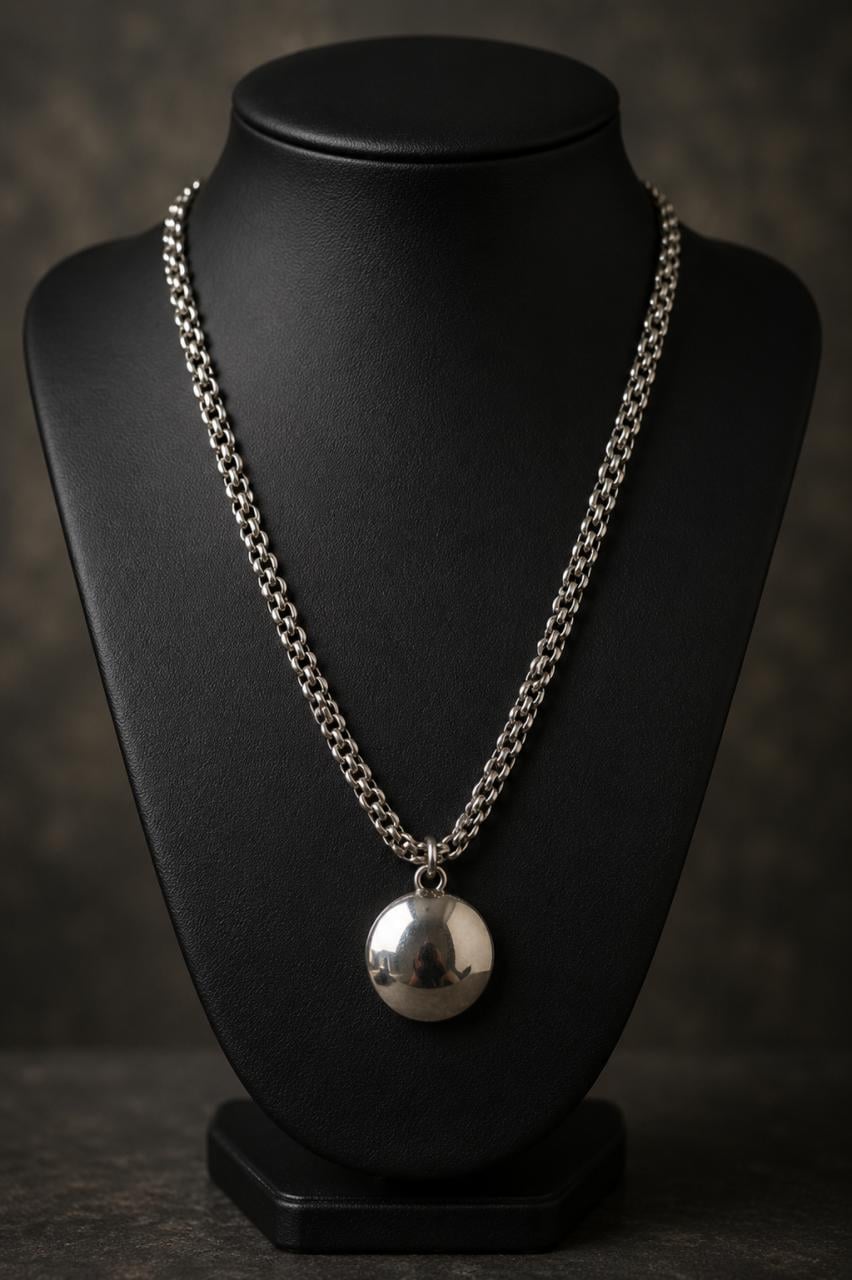 Zilveren Jasseron schakel ketting met hanger..
