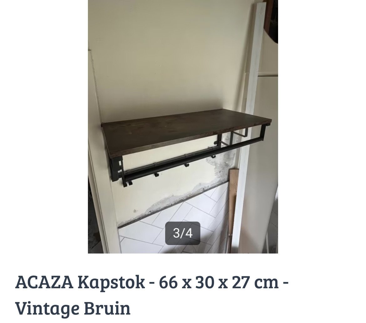 ACZA Kapstok - 66 x 30 x 27 cm - Vintage bruin