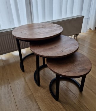 Bijzettafeltjes industrieel - set van 3