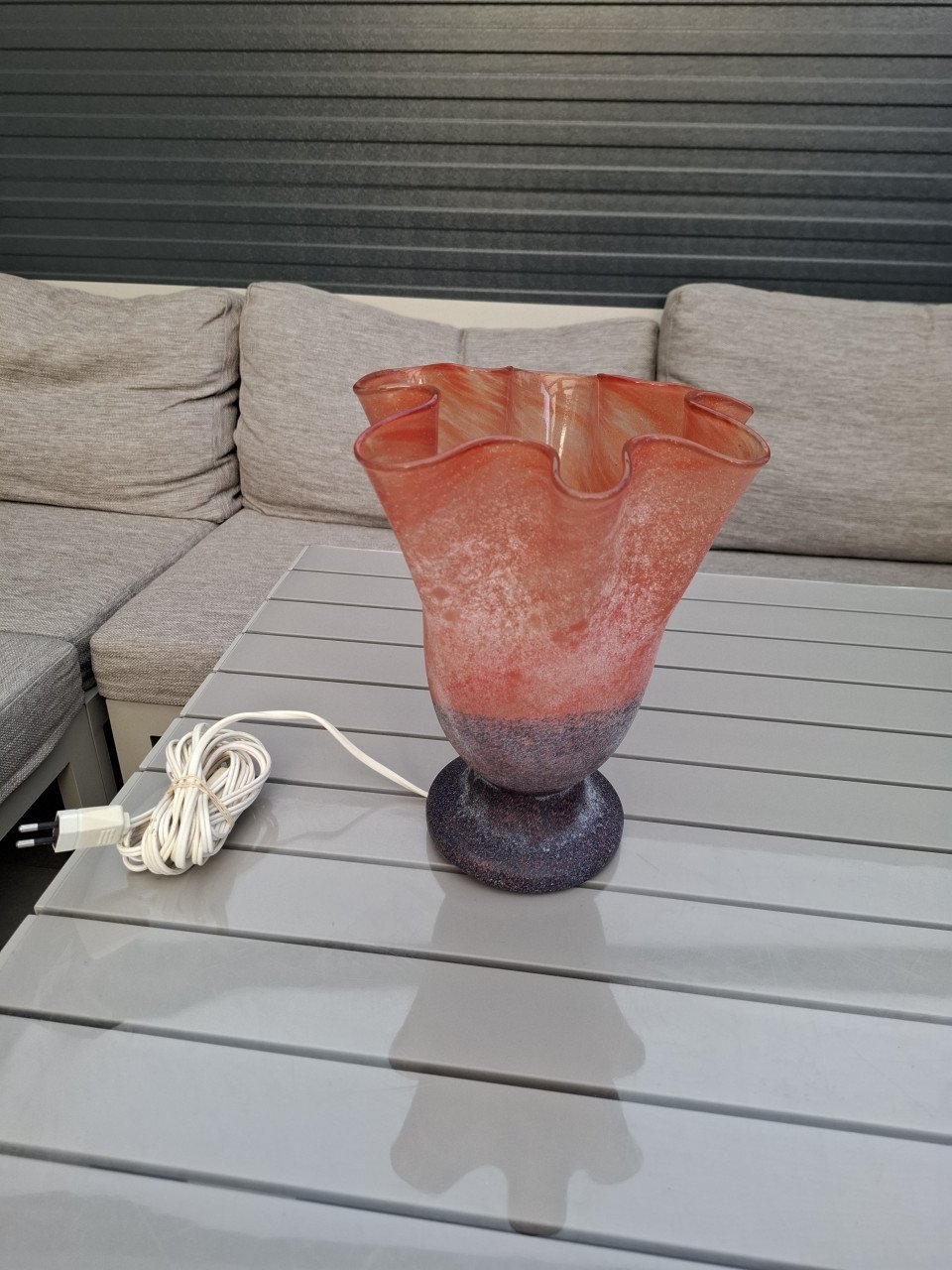 Vintage Yvolux blau-rot Scavo Fazzoletto italienische Murano Glas
