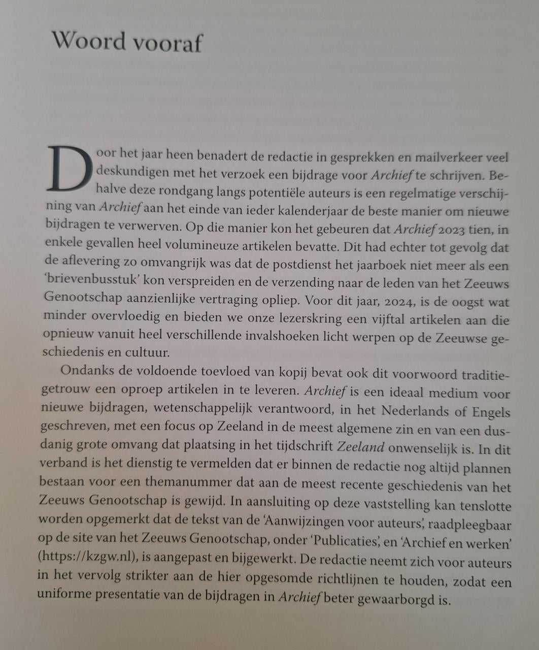 Archief 2024, door Henk Nellen. Kon. Zeeuwsch Genootsch. der Wetenschappen