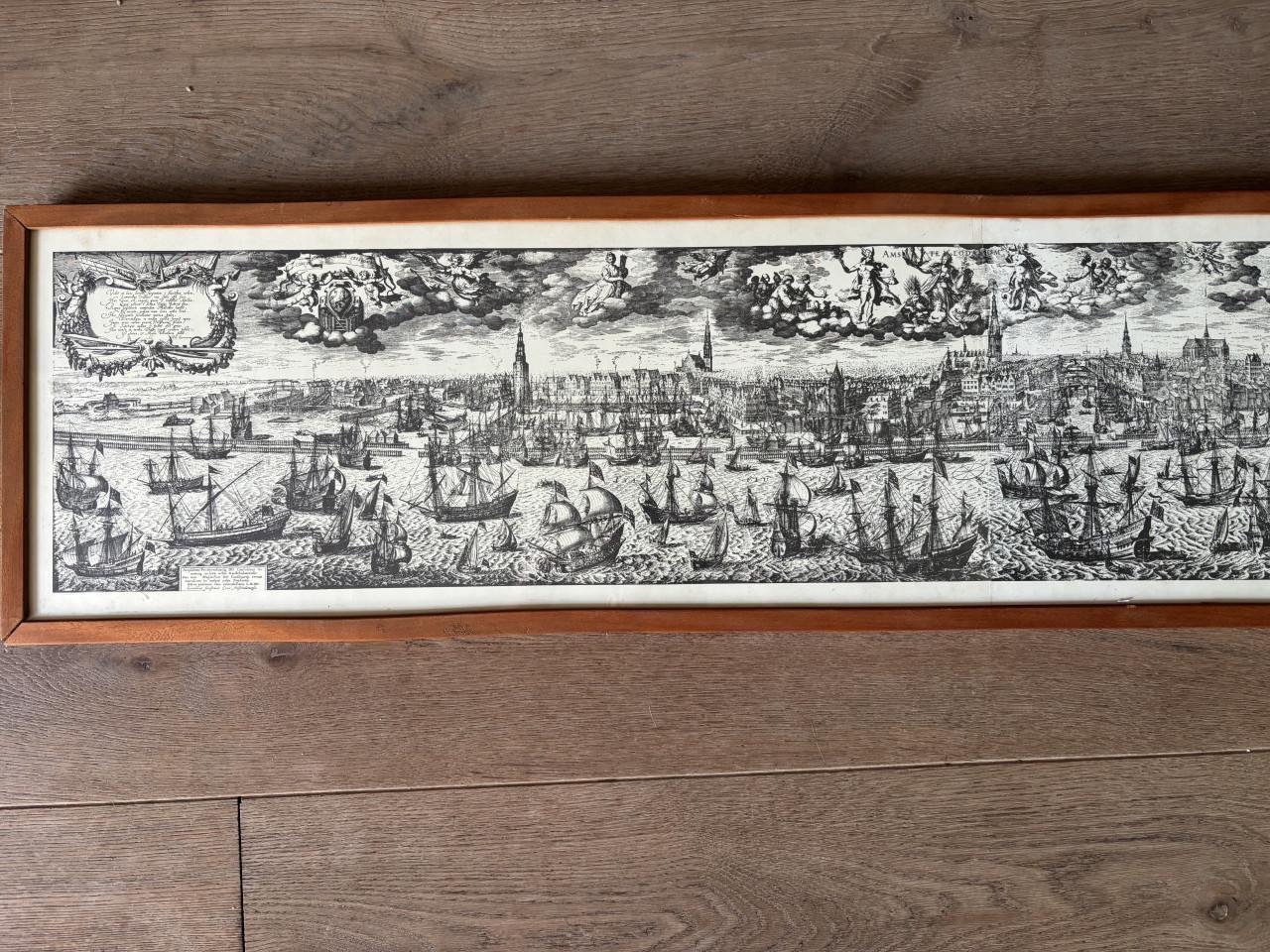 Historische gravure Amsterdams stadsgezicht 17e/18e eeuw