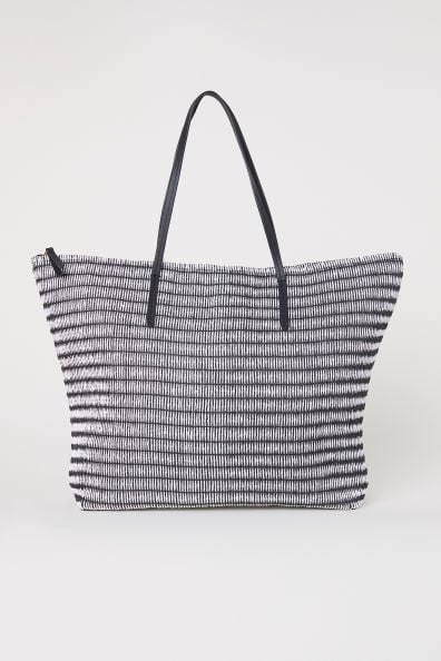 H&M strooien tas shopper zwart-wit - NIEUW