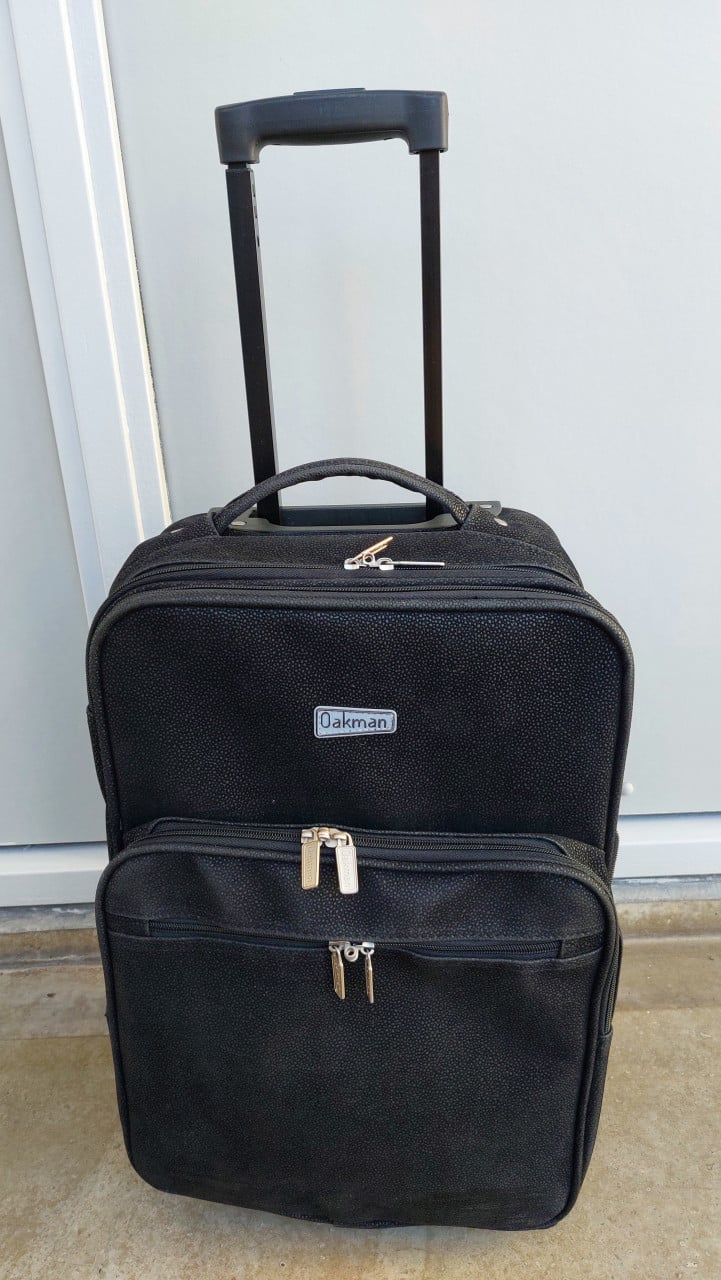 Reiskoffer zwart met wielen-35 L + uitbreidbaar-rolkoffer-trolley-