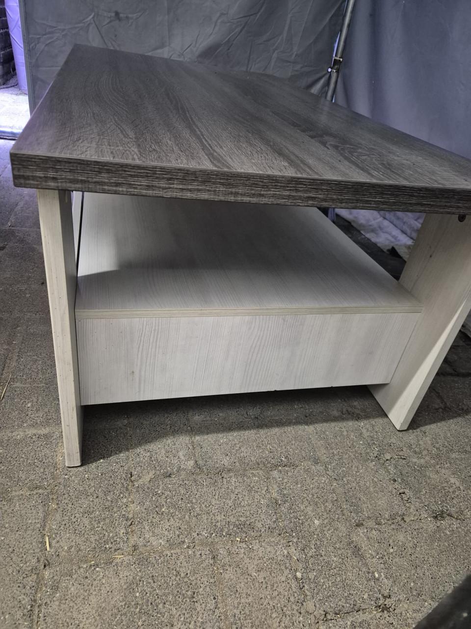 Moderne Salontafel met Lades - Grijs/Wit Houtlook