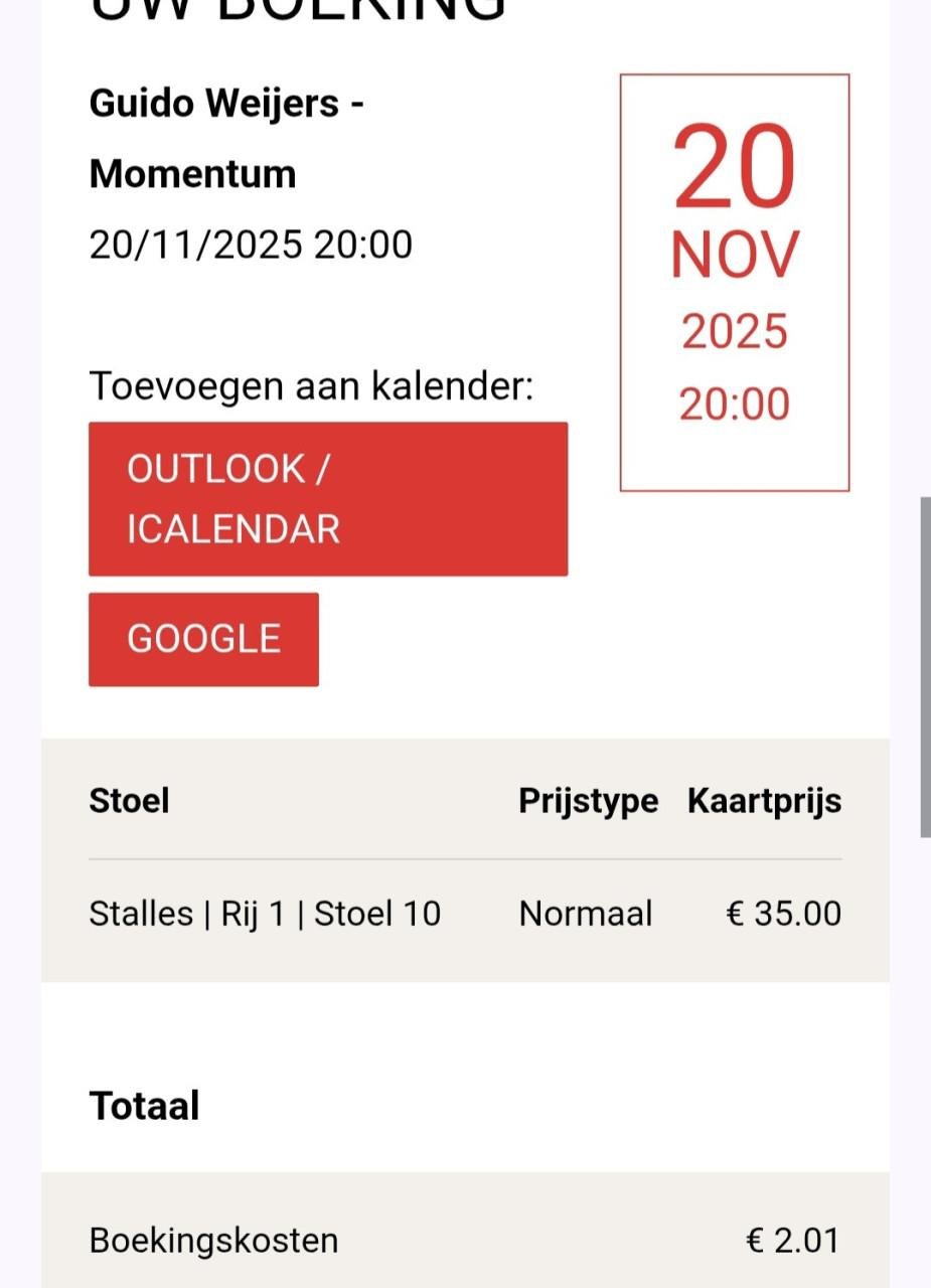 Kaartje Guido Weijers Amsterdam 20 nov